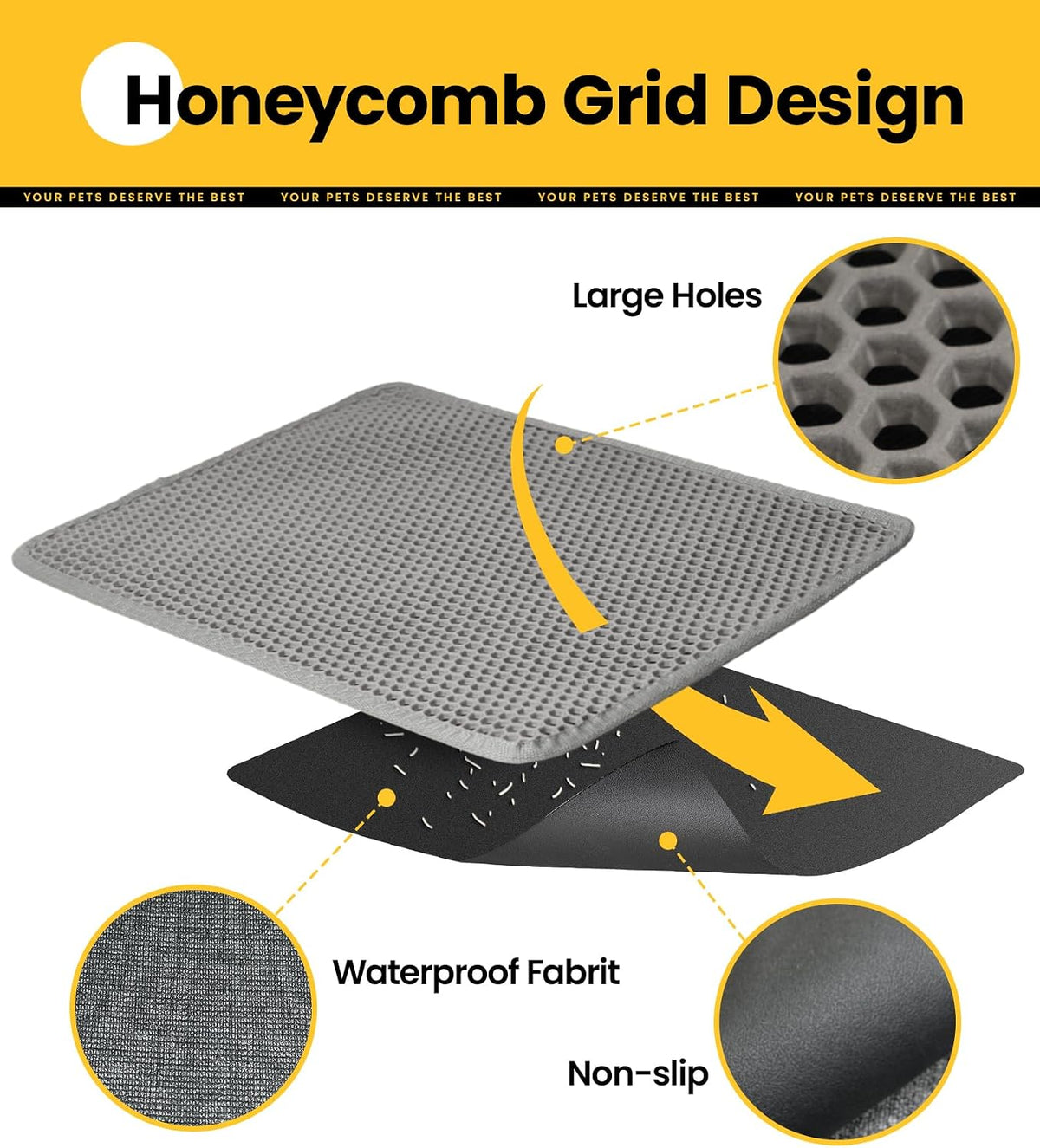 Conlun Cat Litter Trapping Mat for Small Spaces - Gray / Medium (23.6" x 14.6") - image 3