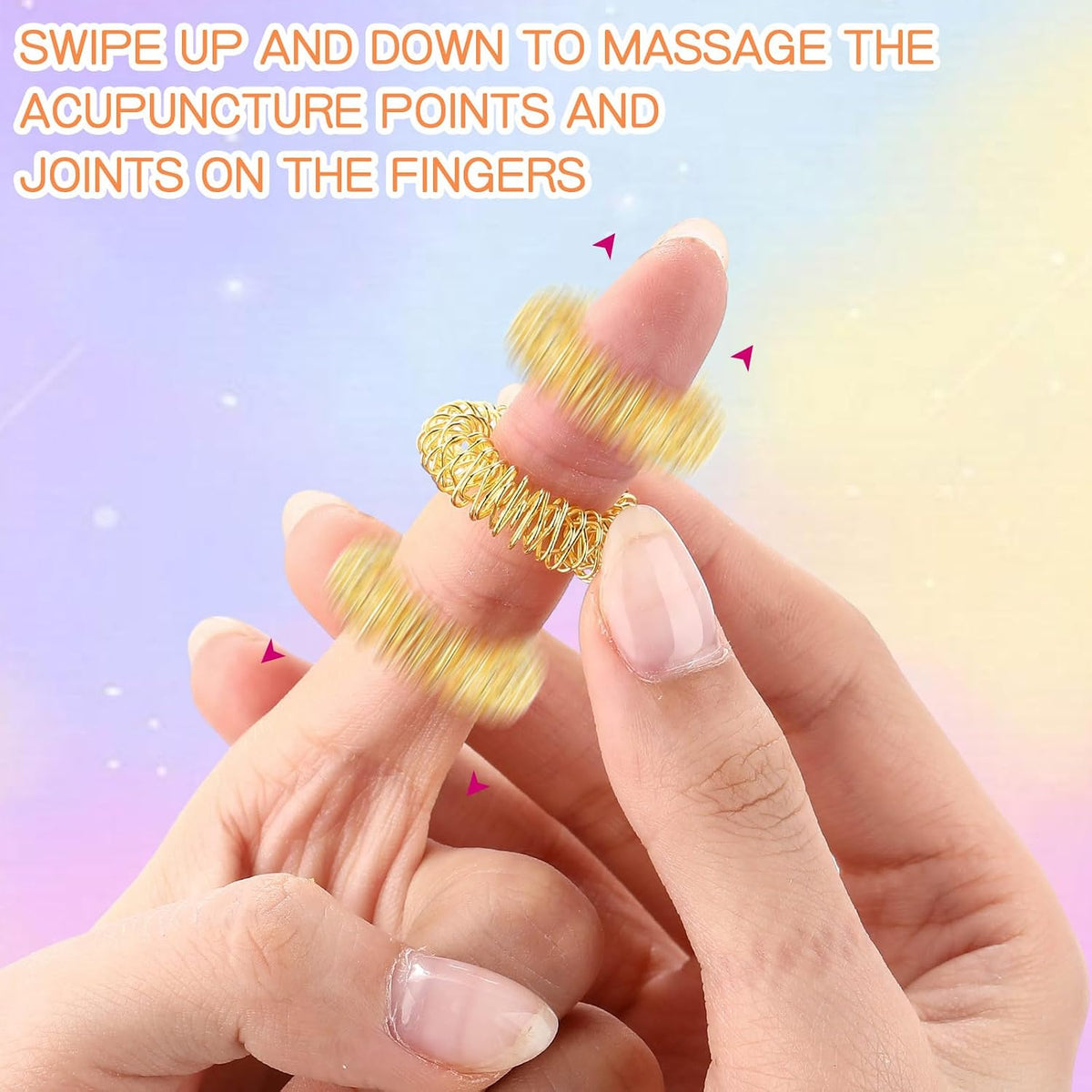 Tondiamo 100 Pack Spiky Sensory Acupressure Finger Rings - Vivid Colors - image 4