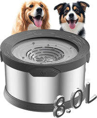 6.5L Dog Water Bowl No Spill 1.6 Gallon Stainless Steel Water Bowl - 8L+2 Filters