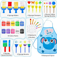 Shuttle Art Washable Finger Paint Set, Paint Brushes, Sponge - 10 Colors - image 2