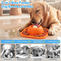 Slow Feeder Dog Bowls & Lick Mat for Liquid and Thick Treat - Large / Orange - image 2