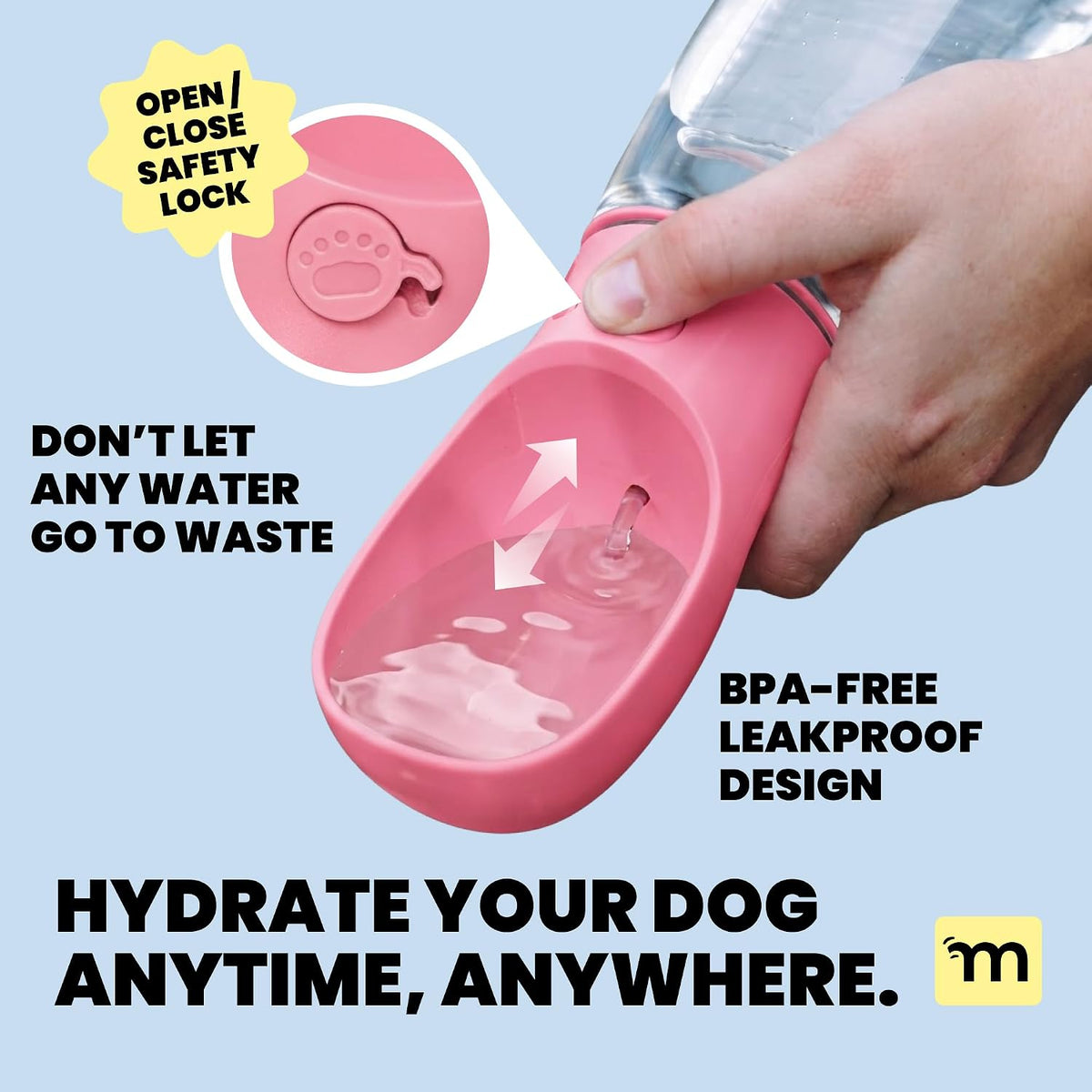 MalsiPree Dog Water Bottle Dispenser, Leak-Proof - Pink / 19oz - Standard - image 2