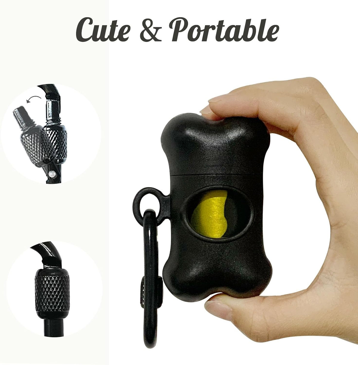Bone-Shaped Dog Poop Bag Holder for Leash - Black / 15 Count (Pack of 1) - image 3