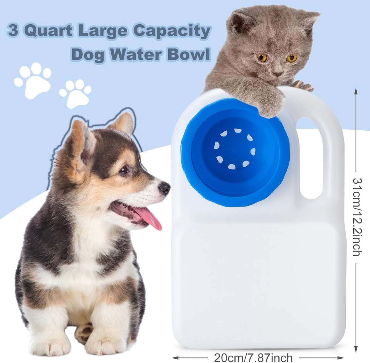 Ziliny 1 Pcs 3 Quart No Spill Dog Travel Water Bowl Portable for Car - 1 - image 2