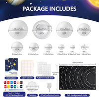 Pllieay solar system model kit with felt background, painted foam planets and stars - view 2