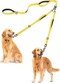 Double Dog Leash, No Tangle Dual Leash - Yellow