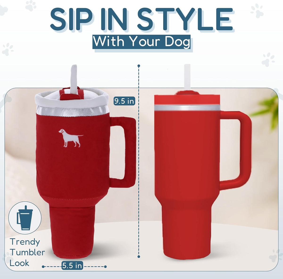 PUPROAR Pup Cup Dog Toy, Cute Birthday Gift for Girl Dogs - Red - image 4