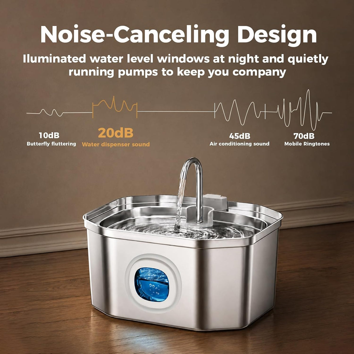 APAUK Cat Water Fountain Stainless Steel - Fountain +2 Filters +2 Sponges - image 4