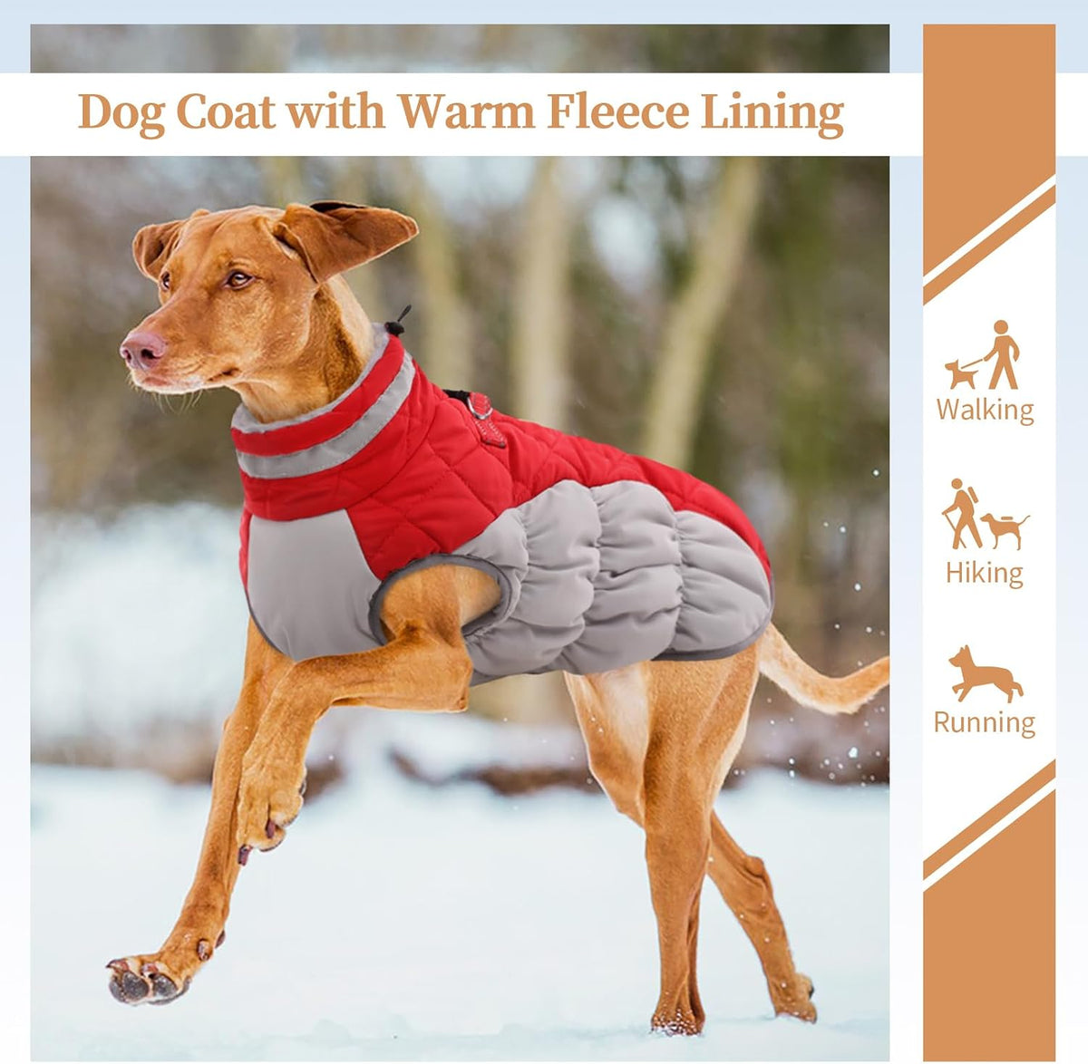Dog Winter Jacket Cozy Reflective Waterproof Windproof Warm Pet - X-Small / Red - image 4