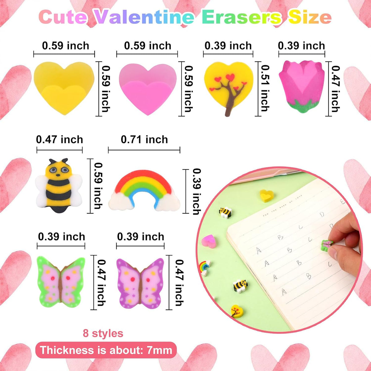 Wolpark mini erasers for kids shaped like cakes, donuts, ice cream, fruit and hearts - view 11