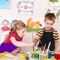 PLULON 8 Pcs Colorful Apron Kids Aprons for Painting Cooking Art Smock – Fun for Kids & Family - Black / 30 - image 4