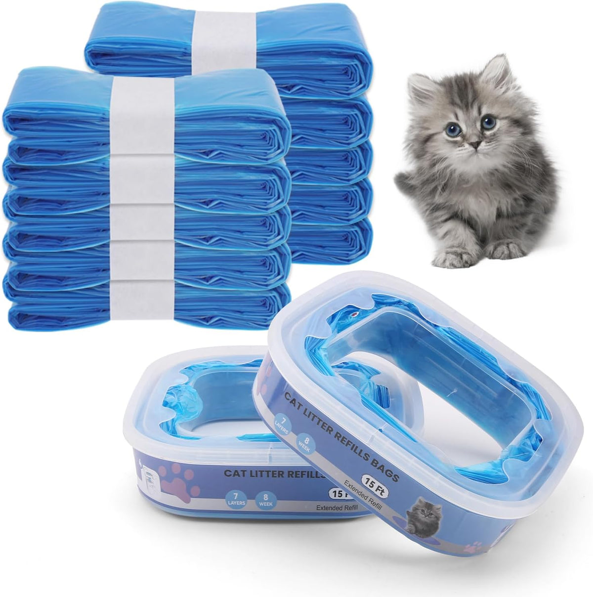 10 Pack Cat Litter Refill Bags Compatible with Your Litter Refill - Blue