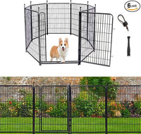 Tall Garden Fences and Borders for Dogs, 4.6ft High Dog Fence, 6 Panels Total 13.3 Ft Long, Gate 21 inches Wide with Low Sills. Modular Fencing, Dog Fence Outdoor for Yard