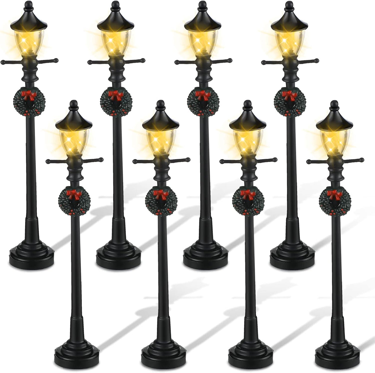 Mudder 12 Pcs Christmas Miniature Village Lamp Post Light - Adorable / 8