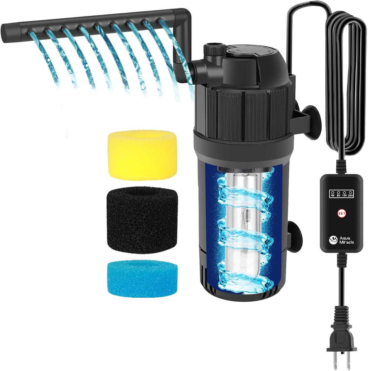 AquaMiracle Aquarium Filter for Green Water, U - For 10-40 Gallon Tank