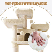 SHA CERLIN 68 Inches Multi-Level Large Cat Tree for Large Kitties/Big - 81in / Beige - image 4