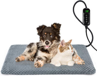 Heated Dog Bed, Waterproof Adjustable Temperature Dog Cat Heating Pad with Timer, Indoor Pet - M: 28" x 20" / Grey
