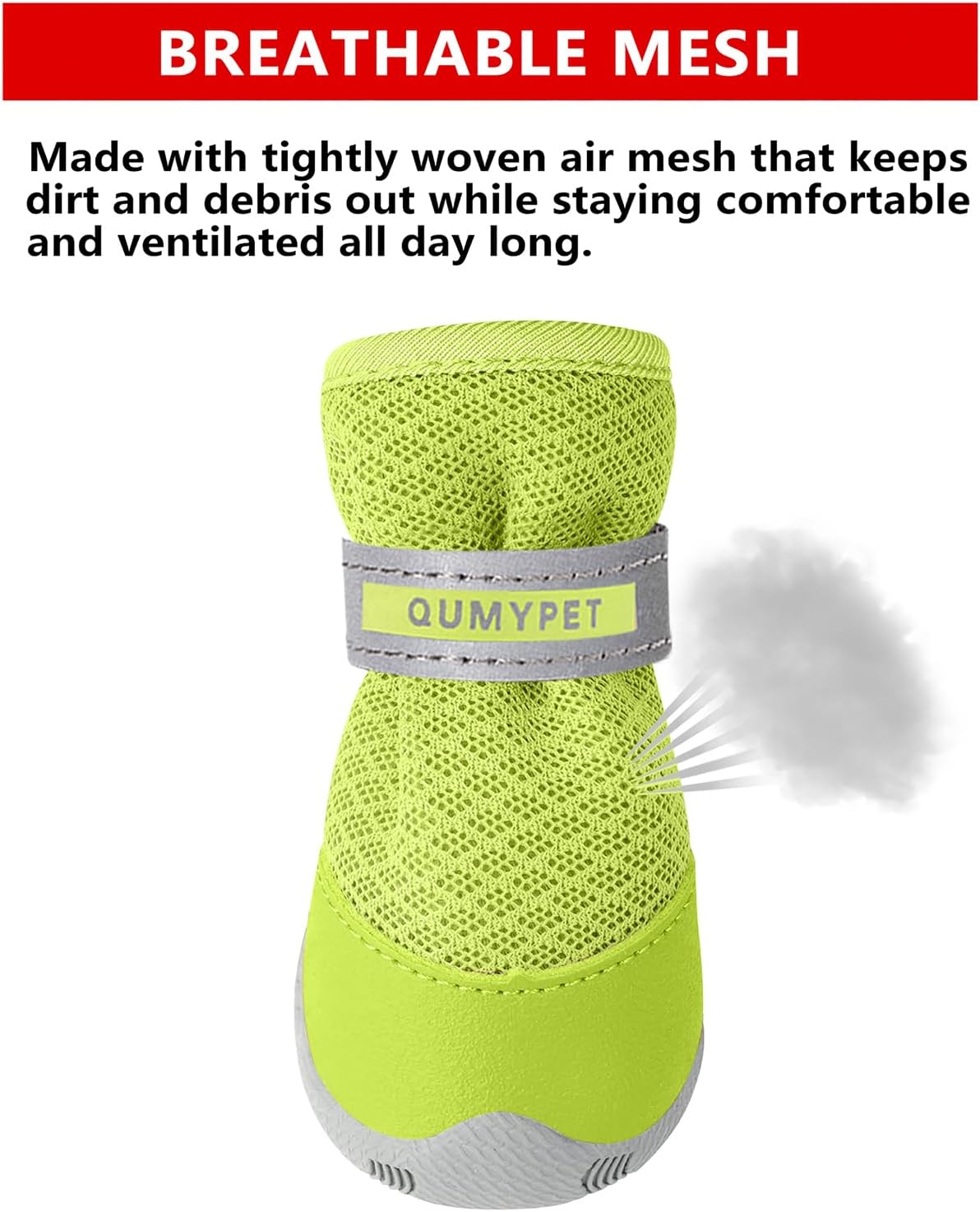 QUMY Dog Shoes for Small Dogs Hot Pavement Puppy Dog Boots & Paw - Fluorescent / size 2: 1.59"x1.18"(L*W) - image 2