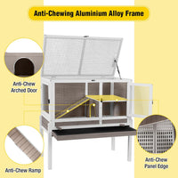 Aivituvin 2-Story Guinea Pig Cage Wooden Indoor Bunny Cage Rabbit - Brown - image 2