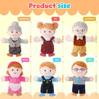 6 Pcs Family Hand Puppets 12 Inch Grandparents, Mom & Dad - 6 Family D - image 2