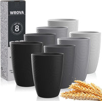 Wrova set of 8 black reusable wheat straw cups, 20 oz, stackable - view 8