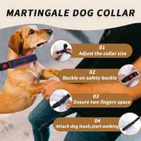 Martingale No Pull Dog Collar for Large Medium Small Dogs - L (19"-26" Neck, 1.5" Wide) / Black Purple - image 4