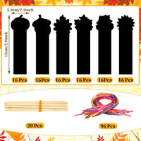 AUGSUN fall rainbow scratch art bookmarks with pumpkin and leaf designs - view 20