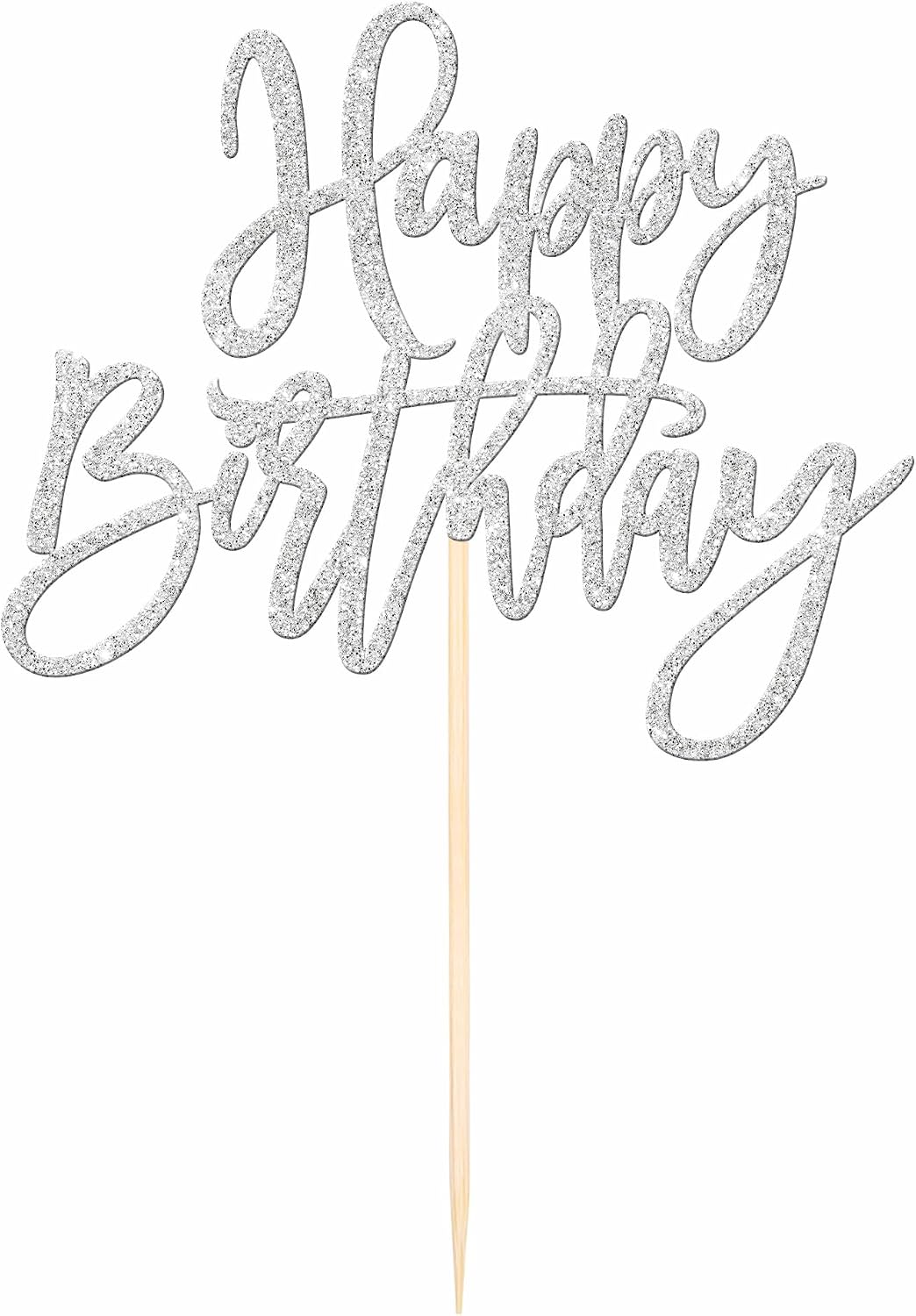ZHUOWEISM 1 PCS Gold Happy Birthday & Anniversary Cake Topper – Fun for Kids & Family - Silver - image 3