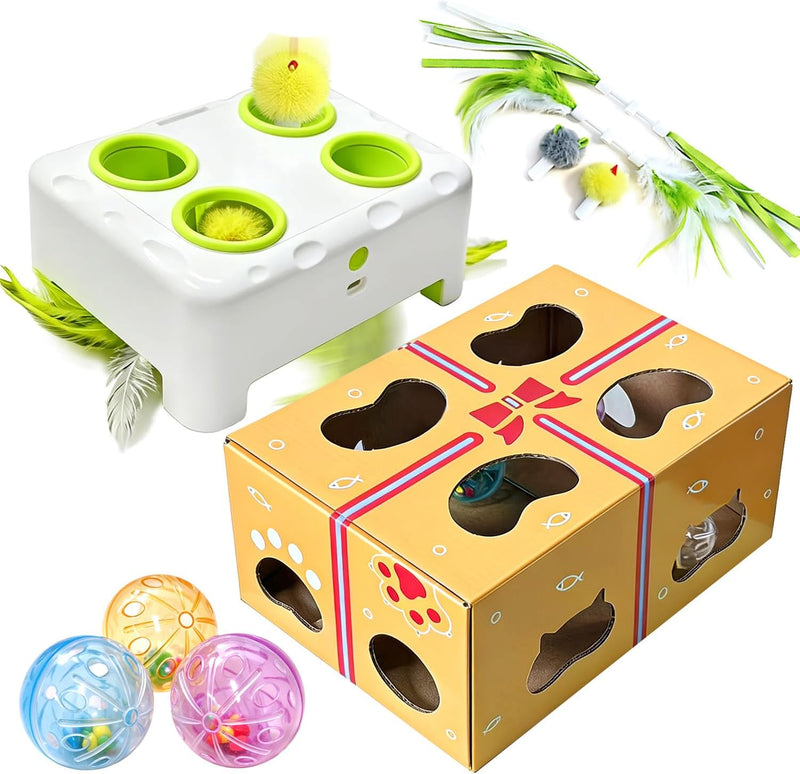 Cat Interactive Automatic Toys, Magic House Whack-a-Mole Toy – Essentials for Cats - yellow