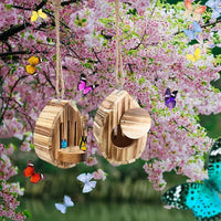Picowe Wooden Butterfly House - Natural Habitat Nesting Box With Feeder for Butterflies, Bees, Ladybirds - Hanging Garden House for Outside, Open Door