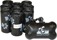 Downtown Pet Supply Poop Bags for Dogs with Dispenser - 180 Count (Pack of 1) / Black with Paw Prints