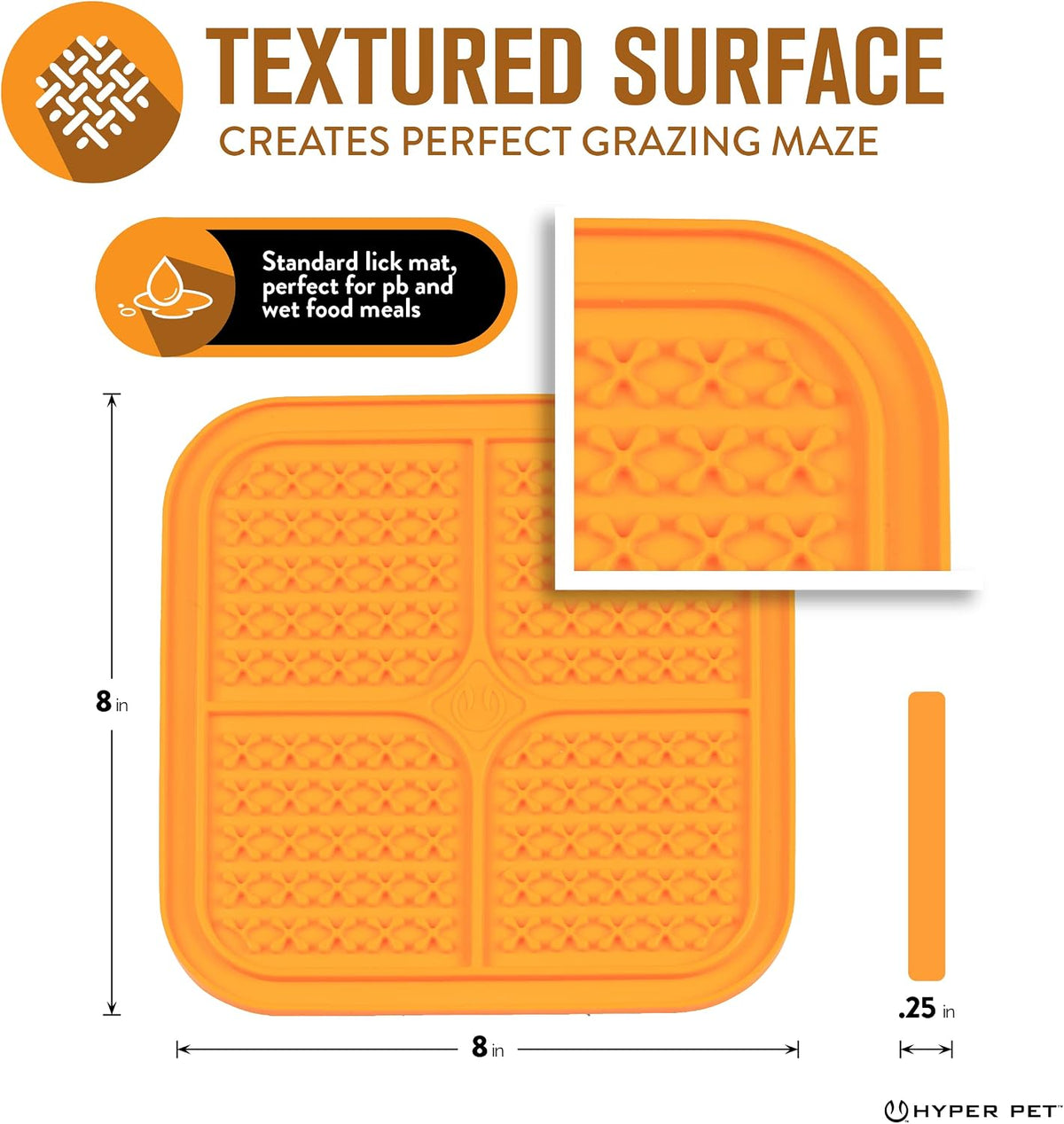 Hyper Pet IQ Treat Lick Mat for Dogs & Cats - Medium / Orange - image 3