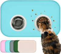 Non-Slip Silicone Dog Food Mat for Food and Water - 60 x 40 cm / Blue