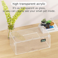 Acrylic Tarantula Enclosure, Reptile Terrarium Breeding Tank w/Temperature Hygrometer,Habitat Reptiles Feeding Box Isopod Terrarium Cage for Insect Lizard Home Office (Reptile-Tank-S(No Tray))
