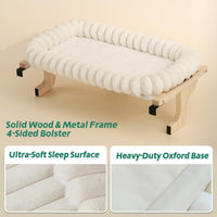 Zakkart SnugCloud Cat Perch for Windowsill – Essentials for Cats - Natural Color Wood w/ Cream Bed / Medium (22"x15") - image 4