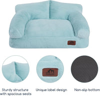 Hollypet Fluffy Plush Pet Cat Couch Sofa Soft Calming Pet Dog Sofa Beds for Medium Small Cats and Dogs, Mint Green