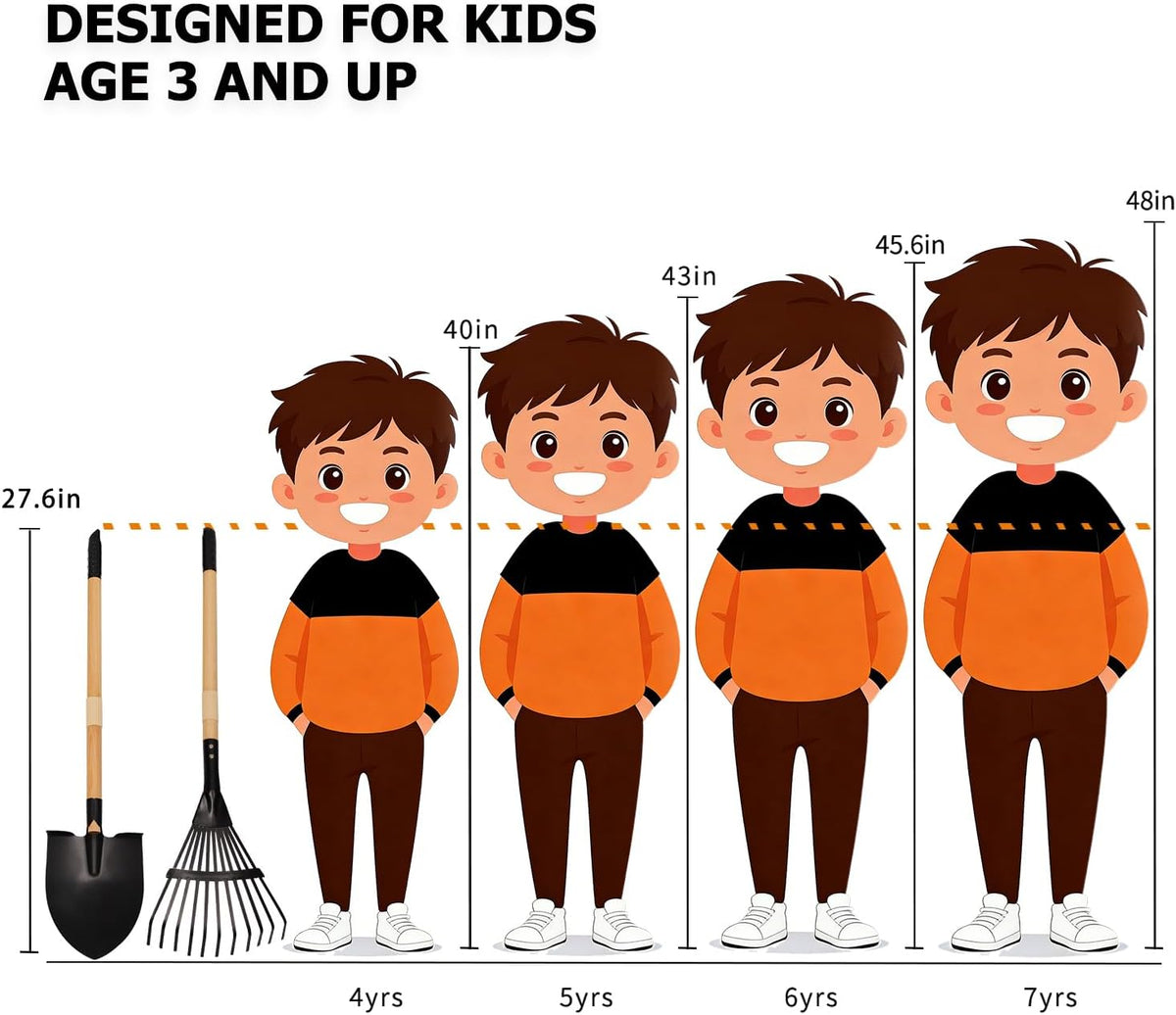 7PCS Kids Gardening Tools, Long Shovel, Rake for Leaves, Spade - 1pcs rake & 1pcs shovel - image 2