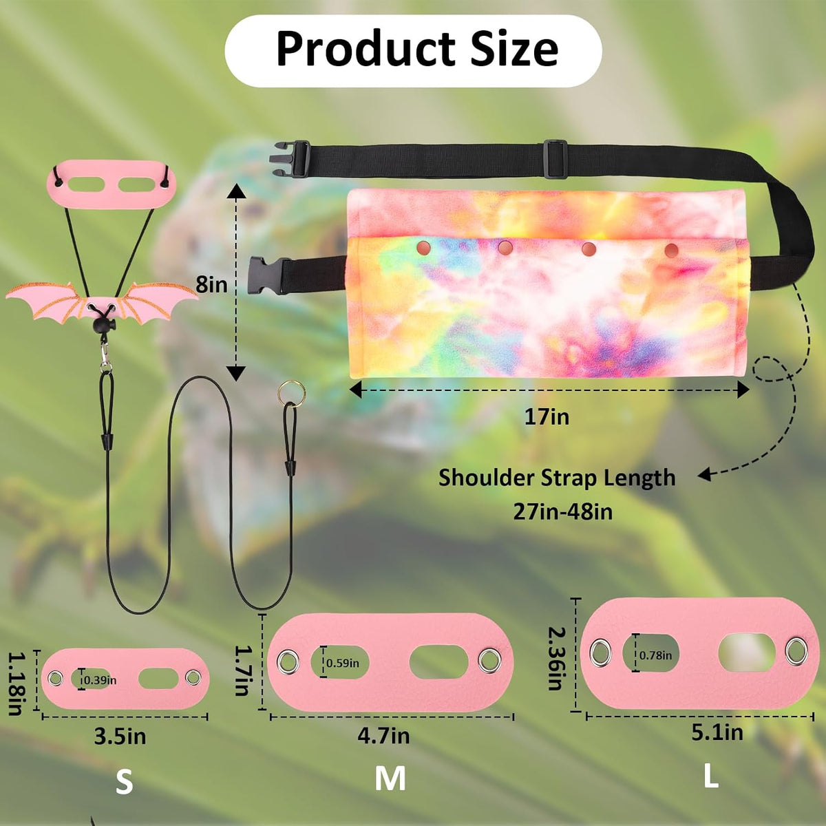 Bearded Dragon Leash and Harness Set, Bearded Dragon Accessories - Pink - image 2