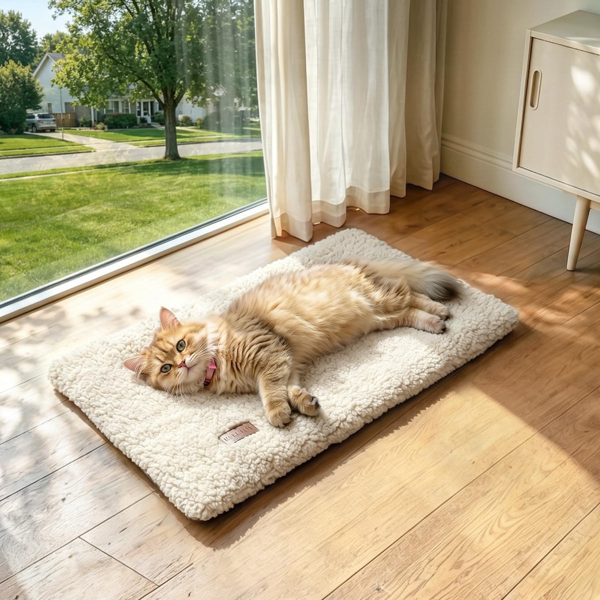 Mora Pets Self Warming Cat Bed Self Heating Cat Dog Mat Pet Pad - 24.0"L x 18.0"W x 1.0"Th / Beige - image 2