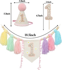 First Birthday Decorations for Boy Blue One Year Old High Chair - Macaron - image 2