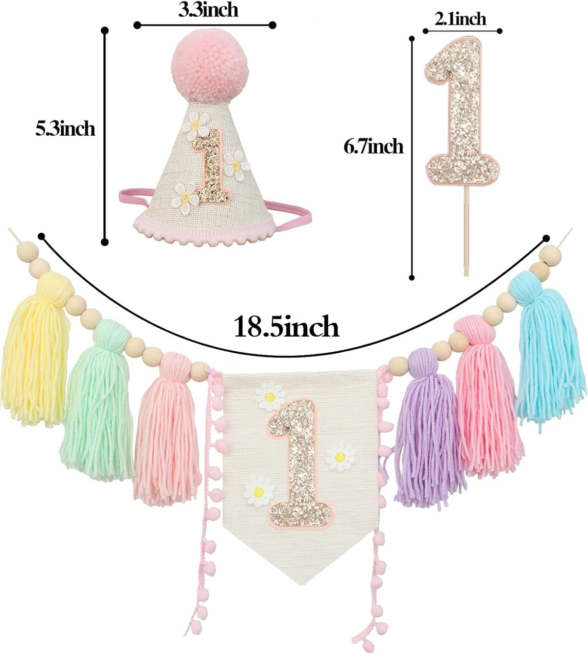 First Birthday Decorations for Boy Blue One Year Old High Chair - Macaron - image 2