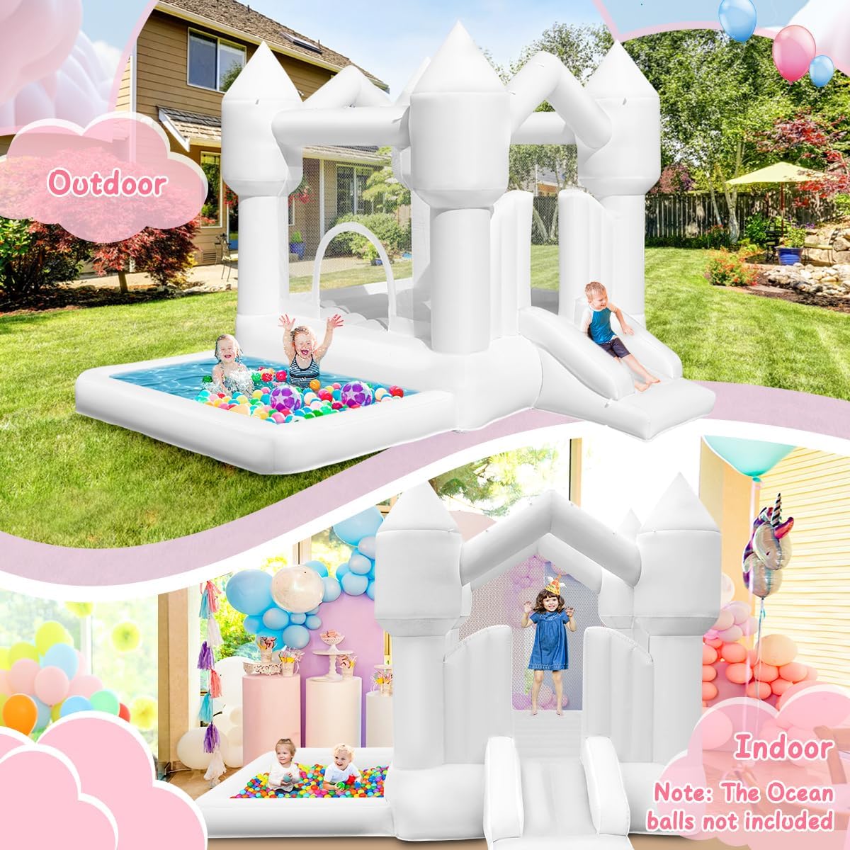 FINCOME 10 in 1 inflatable bounce house with double water slides, climbing wall and splash pool - view 4