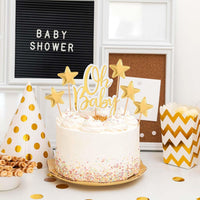 Thinp 50 gold star cupcake toppers on wooden sticks - view 4