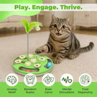 Cat Puzzle Feeder Toy, 3 in 1 Interactive Slow Feeder for Cats, Blue – Essentials for Cats - Green - image 2
