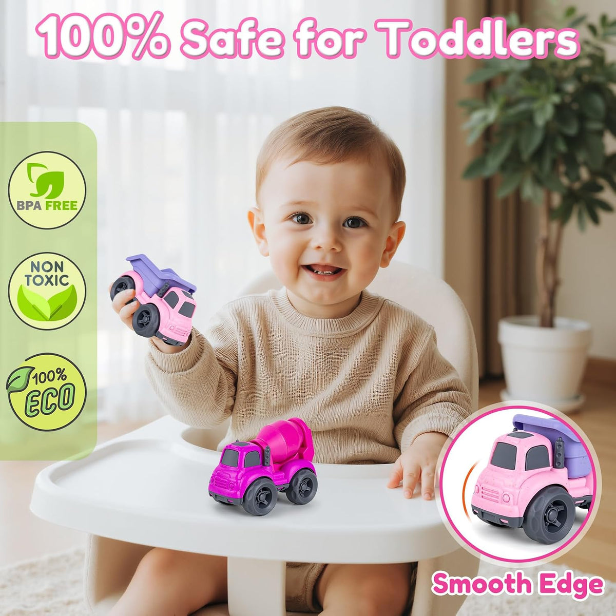 Aigitoy 2 Pack Car Toys for Kids 18M+ - Pink - image 2