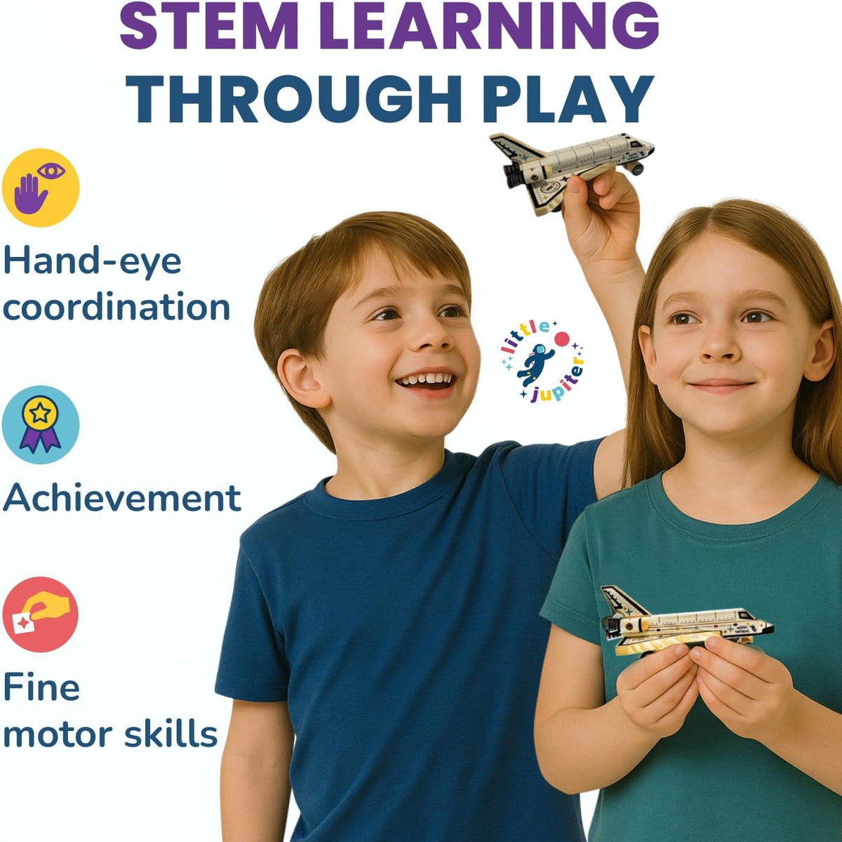 Little Jupiter DIY Wooden Kits w/Stickers, Kids Building Kit - Space Shuttle - image 4