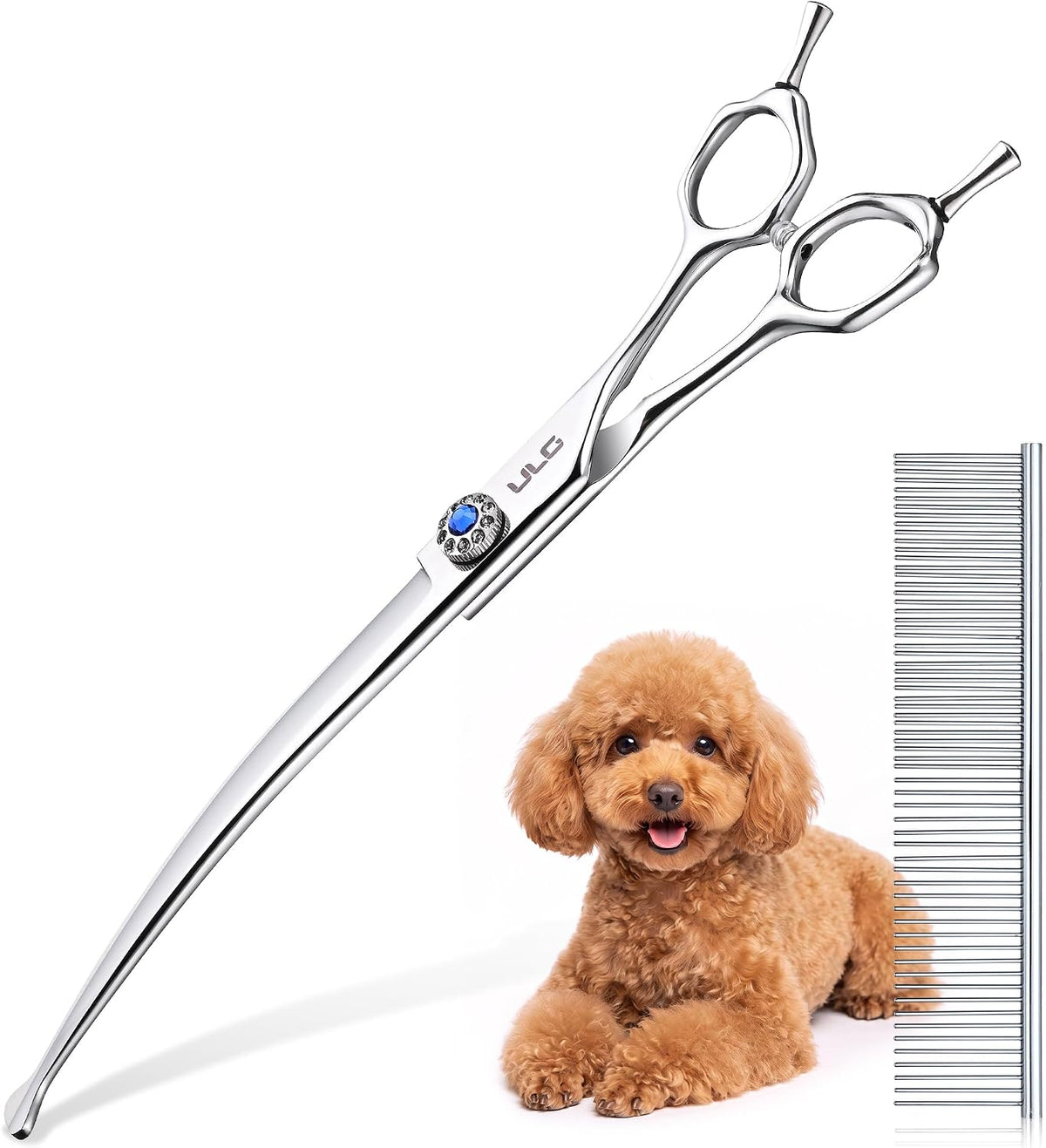 ULG Curved Dog Grooming Shears, 440C Stainless Steel - 2pcs Curved and Wide