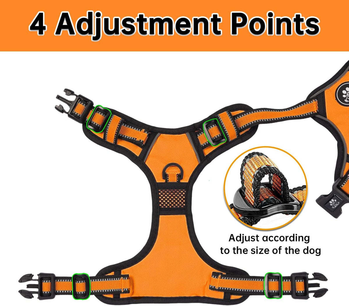 NESTROAD Dog Harness for Medium Sized Dog - Orange / Small - image 2