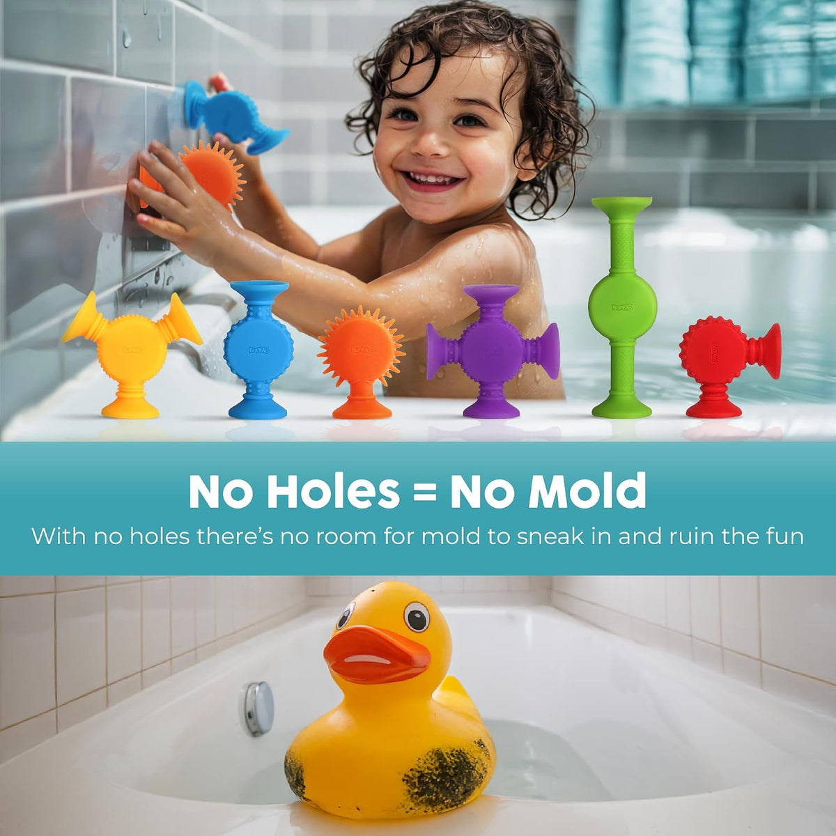 BUNMO Bath Toys Suction, Connect, Build, Create - Sensory Textured - 24 Pk - image 3