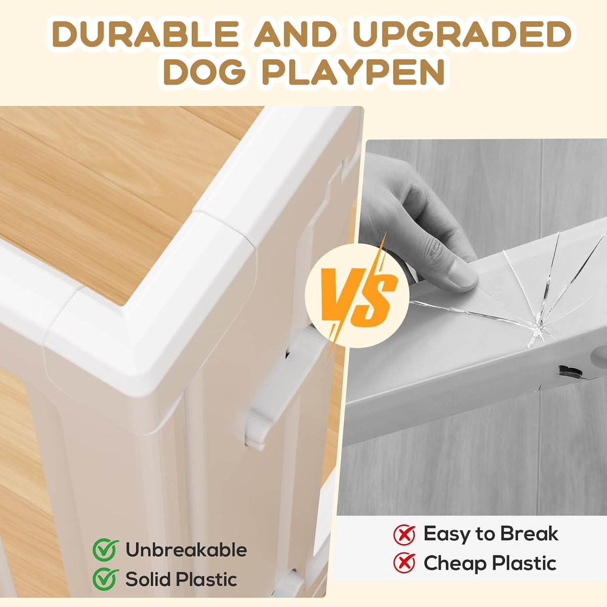 Dog Playpen Indoor, Puppy Playpen, White 23.6" H, 10 Panels - white / 8 / 23.6 inch Height - image 4